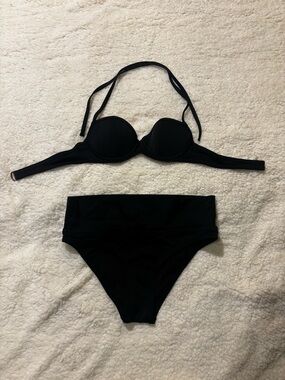 Victoria's Secret Black Halter Bikini Set